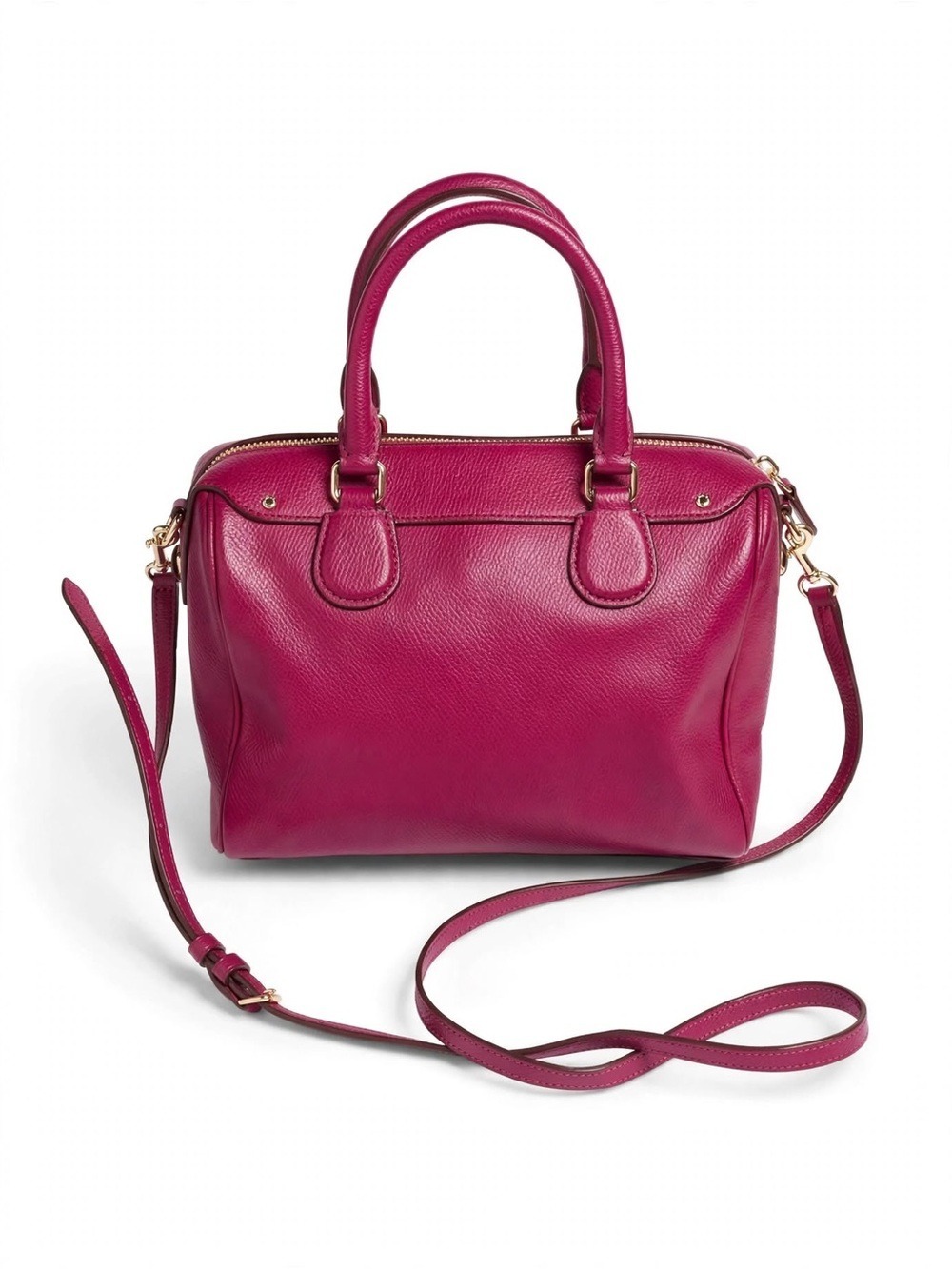 Coach Bennett Satchel F36624 Magenta Pebbled Leather Crossbody Gold Hardware - Picture 3 of 10
